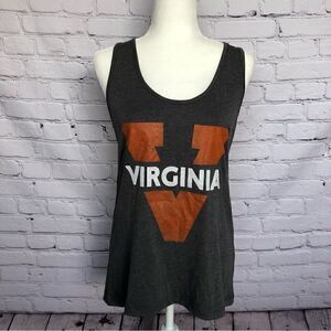 Virginia College Logo Tank Top Charcoal Heather Gray Criss Cross Back Medium